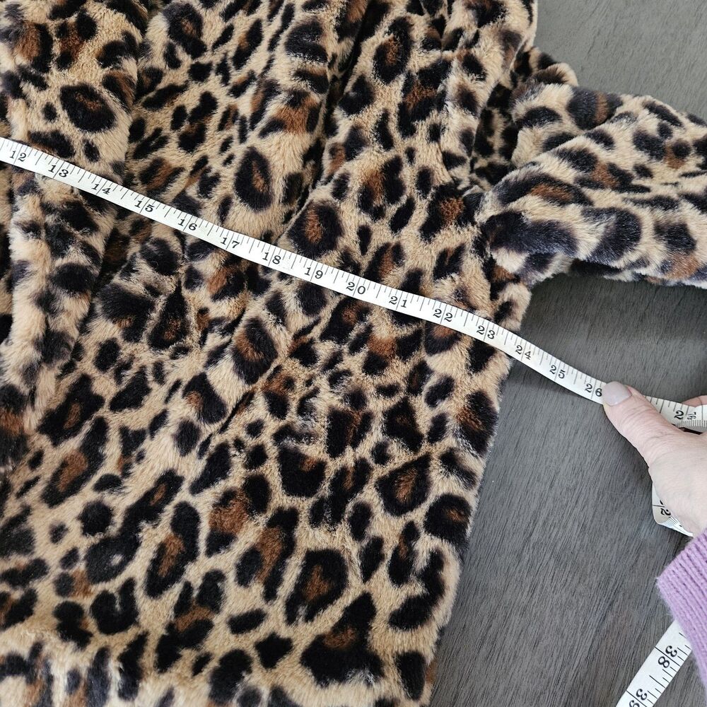 Leopard Cheetah Animal Print Faux Fur Crop Jacket Size XL Women's Mob Wife Bratz - Picture 3 of 8